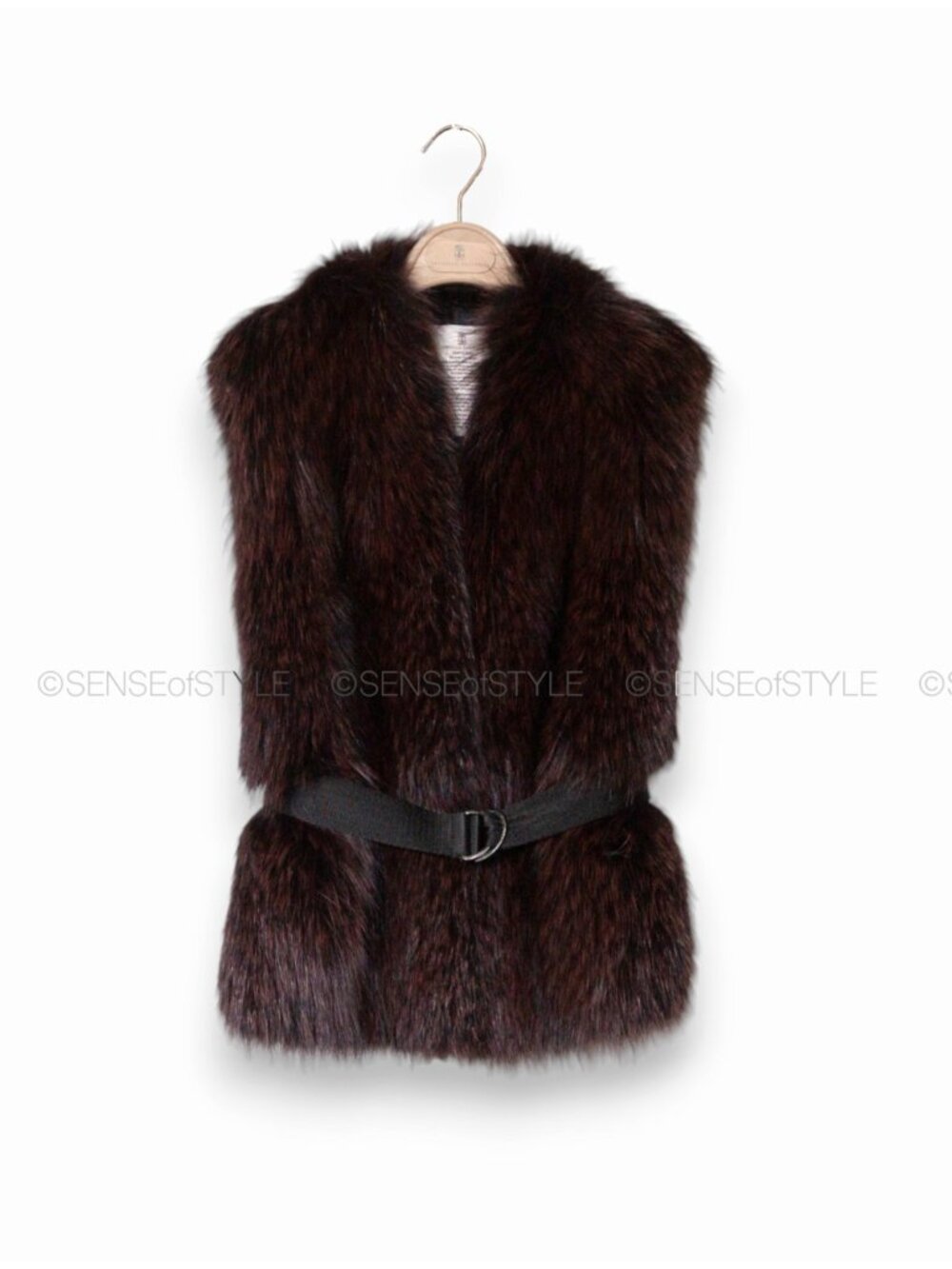Brunello Cucinelli Fox Fur Vest with belt Jacket Women size 40 S